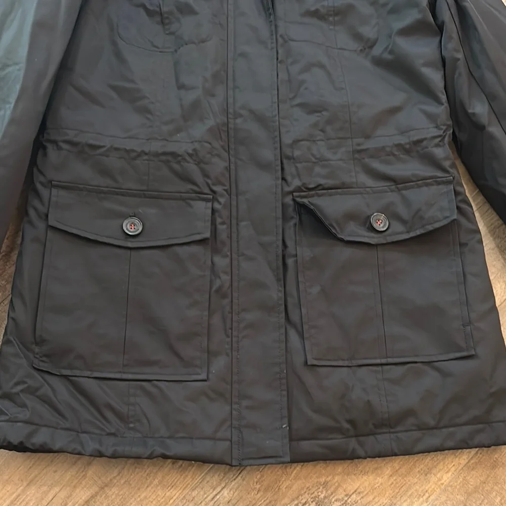 Levi's Women’s Size S Black Coat Jacket Sherpa Lining ands Faux Fur Trimmed Hood